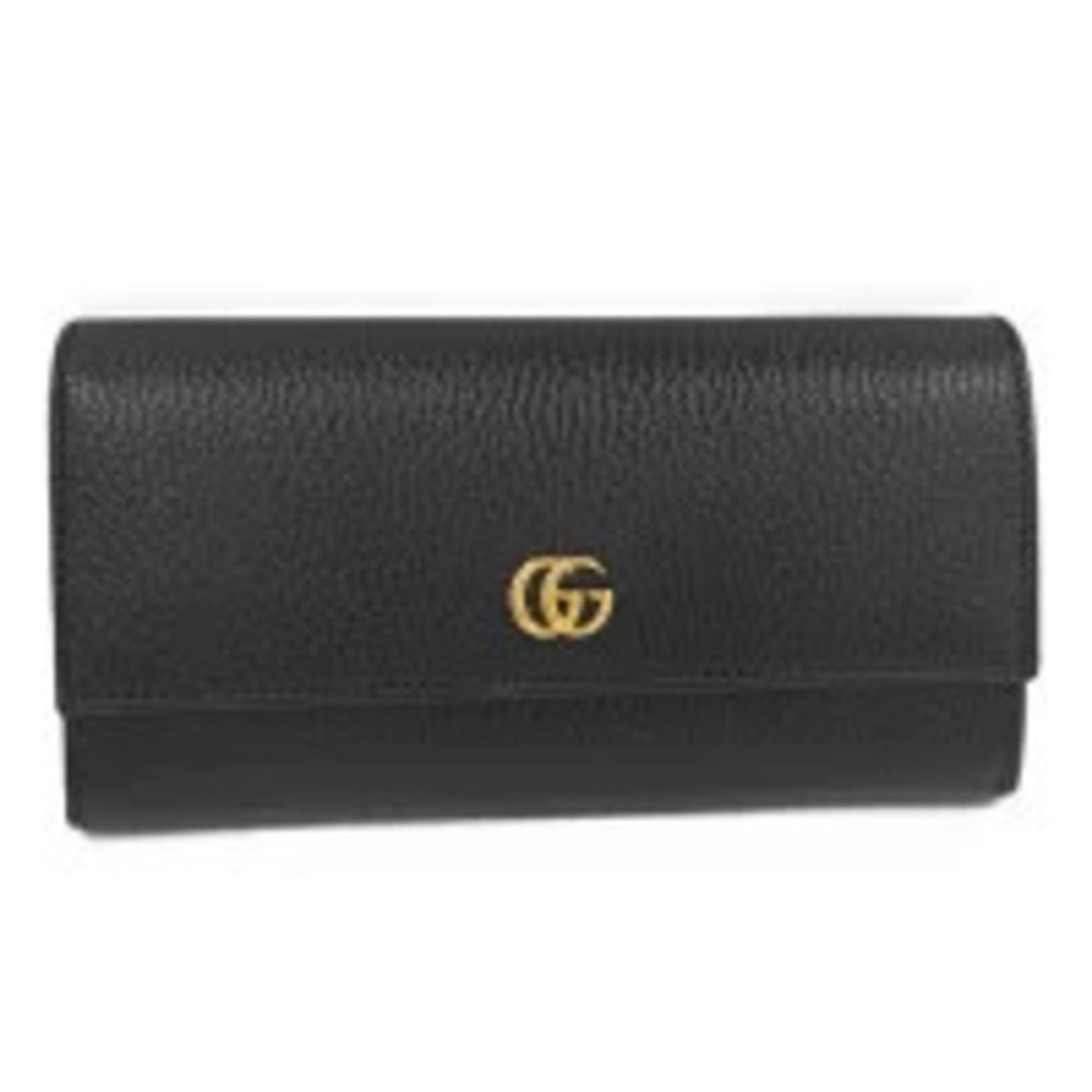 Gucci Bi fold Long Wallet GG Marmont Leather Black